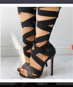  Bandage Lace-Up Zipper Back Thin Heels